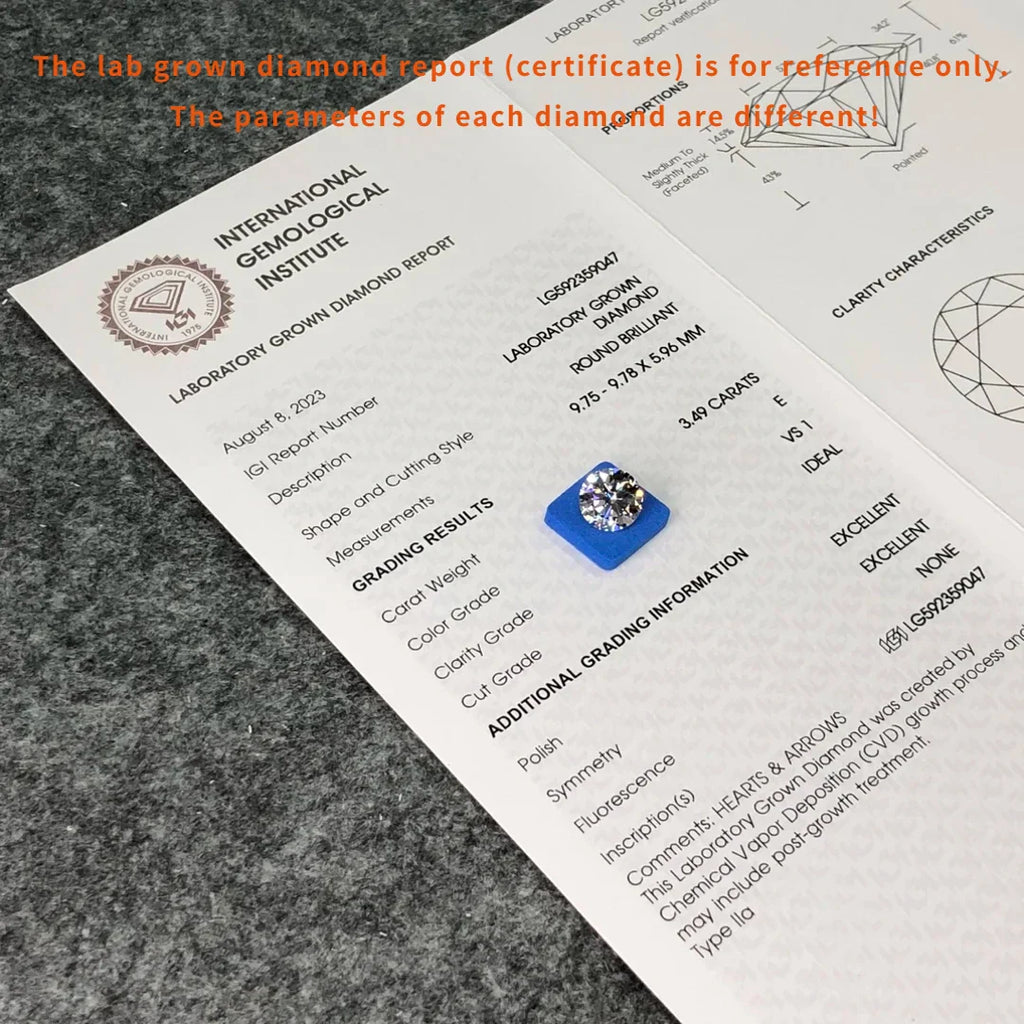 1ct 1.5ct 2ct 2.5ct 3ct 5ct With IGI certificate Round Lab Grown Diamonds  CVD HPHT Laboratory Diamond Wholesales